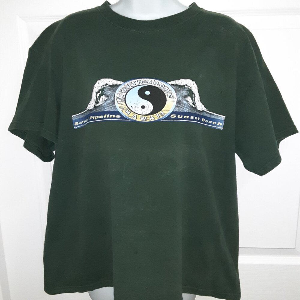 North Shore Hawaii * Banzai Pipeline * Sunset Beach * Surf * L * Green * Vintage